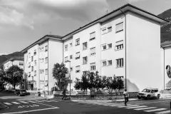 A view of some of the buildings in Via Aslago, Bolzano, Italy before renovation and vertical extension