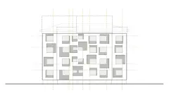 Illustration of original elevation of Via Aslago showing window openings